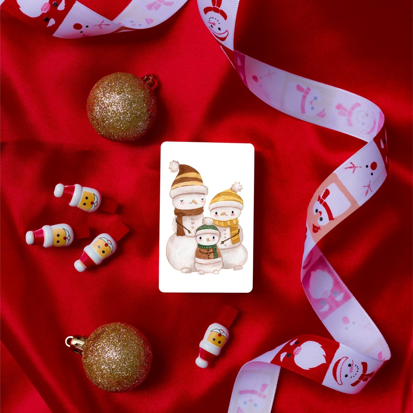 Mini Weihnachtskarte Familie Schneemann A7