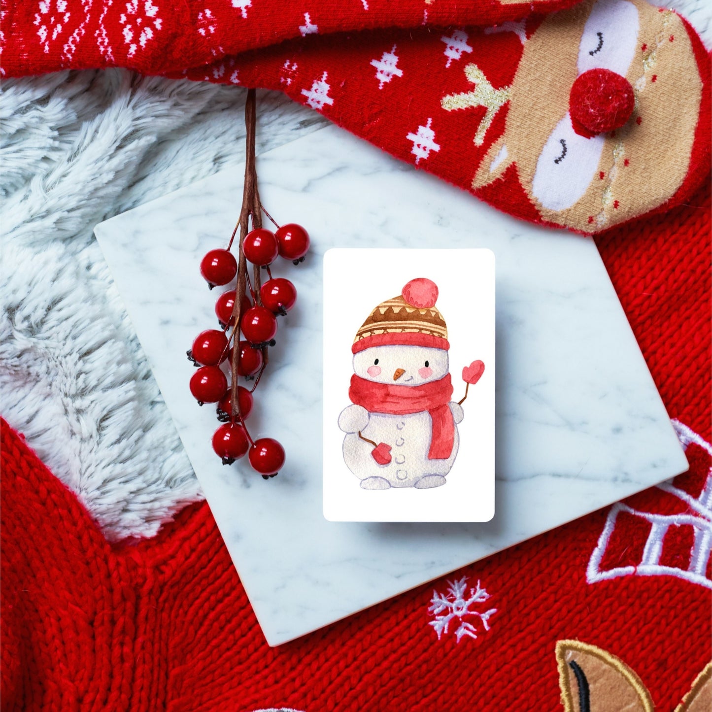 Mini Weihnachtskarte Schneemann A7