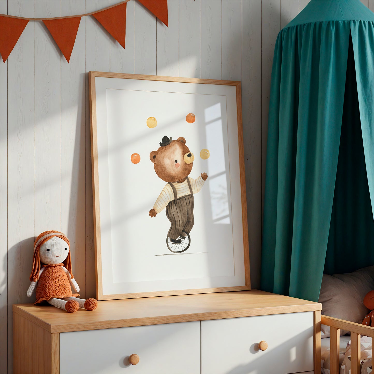 Poster Bär auf Einrad A4 & A3
