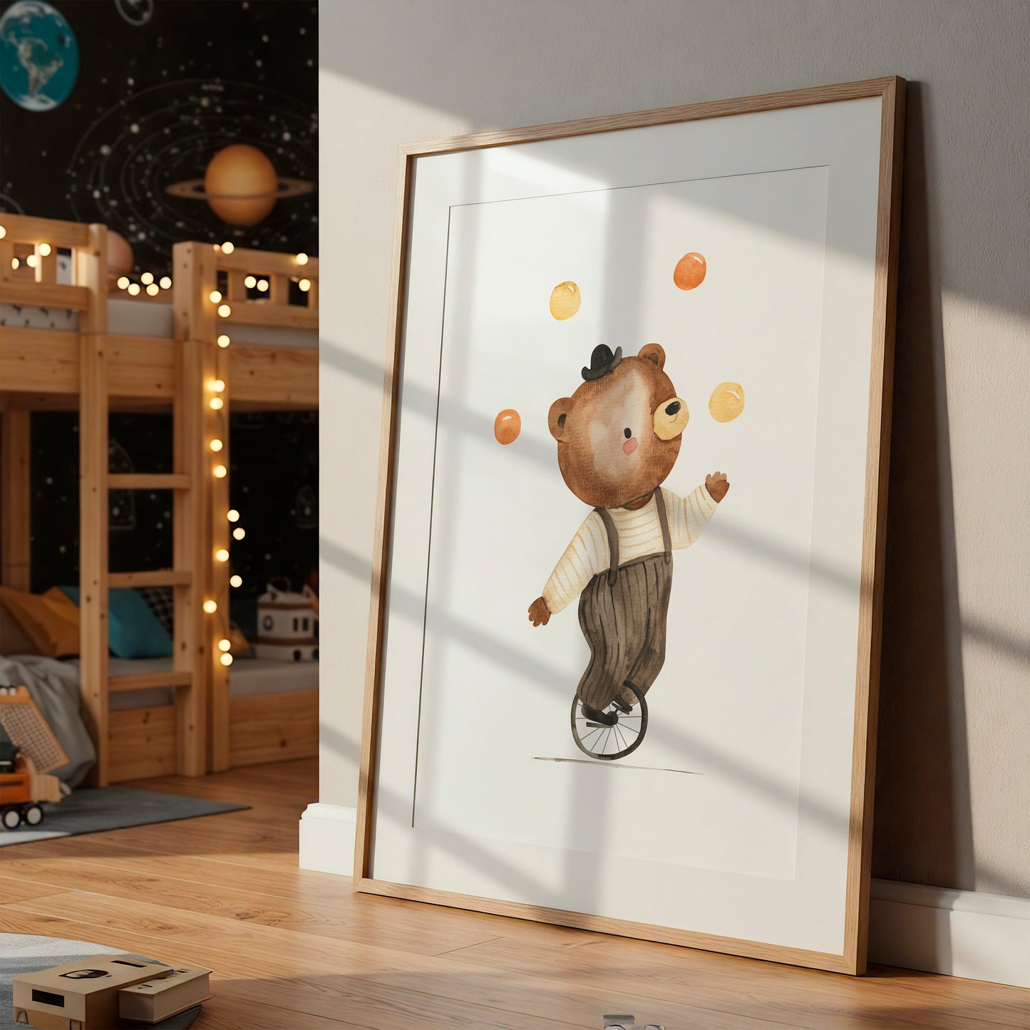 Poster Bär auf Einrad A4 & A3