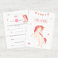 Einladung Kindergeburtstag Einhorn A6: Zwei Karten mit einem Aquarell-Einhornmotiv und beschriftbarer Rückseite, ideal für Kindergeburtstagseinladungen.
