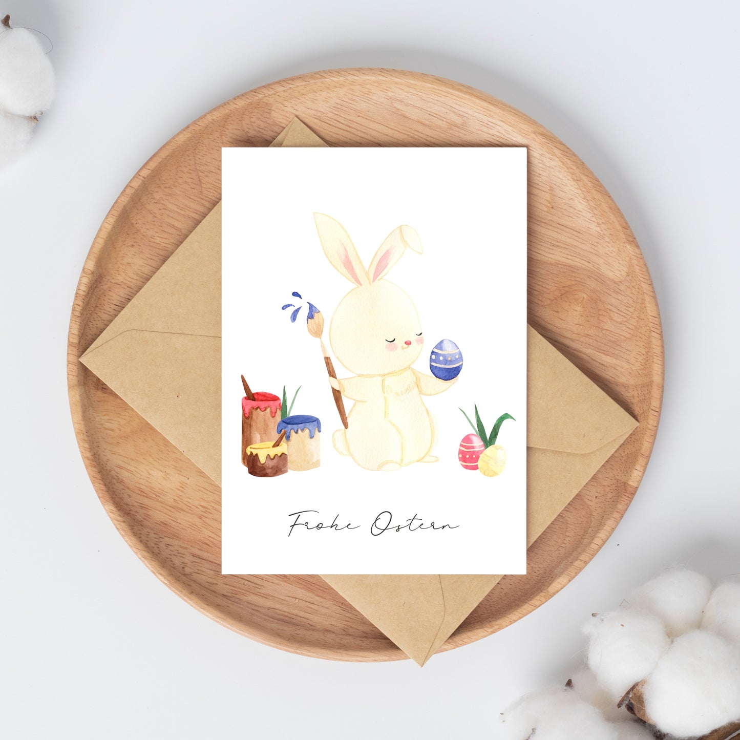 Osterkarte Hase & Osterei Frohe Ostern A6