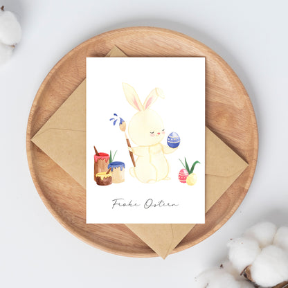 Osterkarte Hase & Osterei Frohe Ostern A6