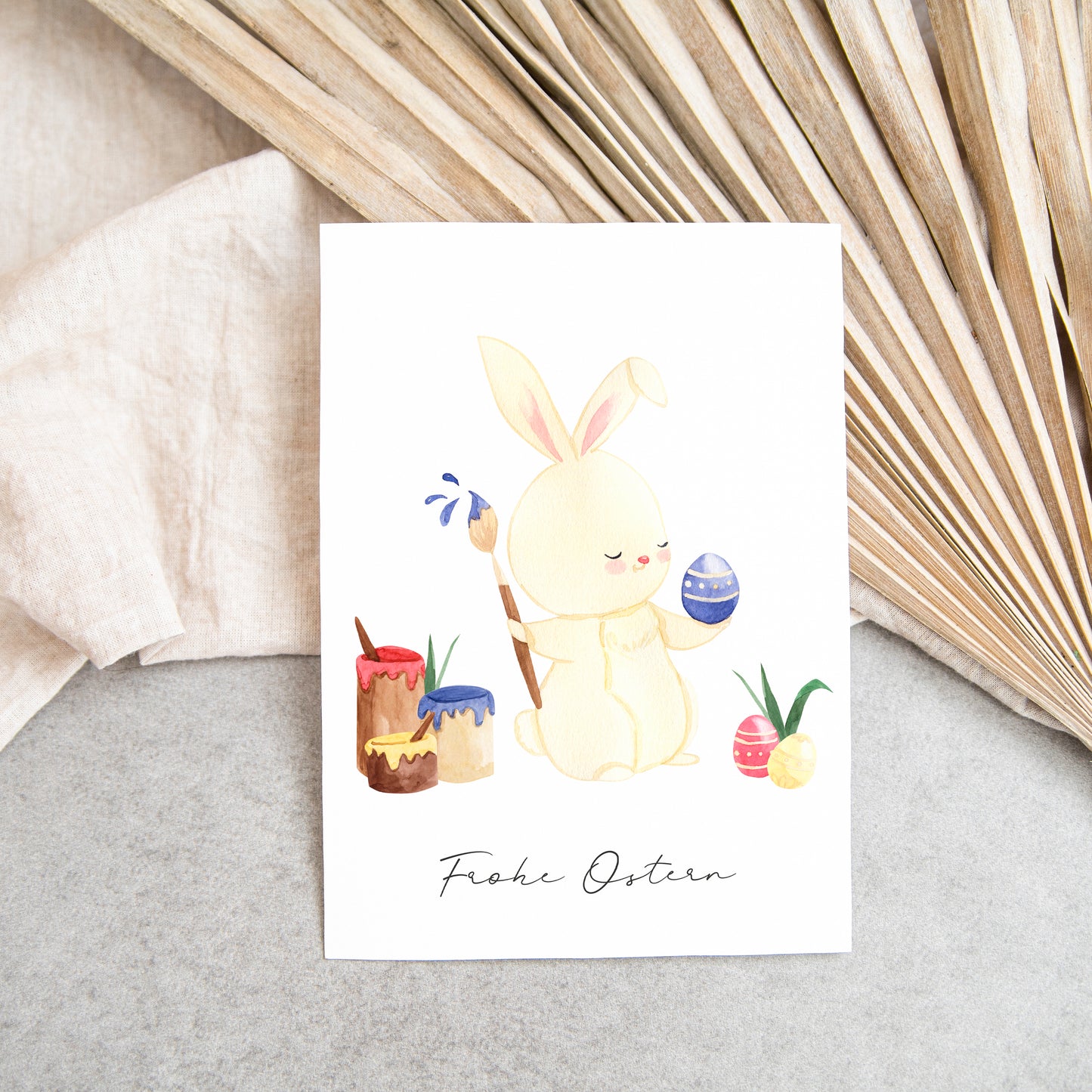 Osterkarte Hase & Osterei Frohe Ostern A6