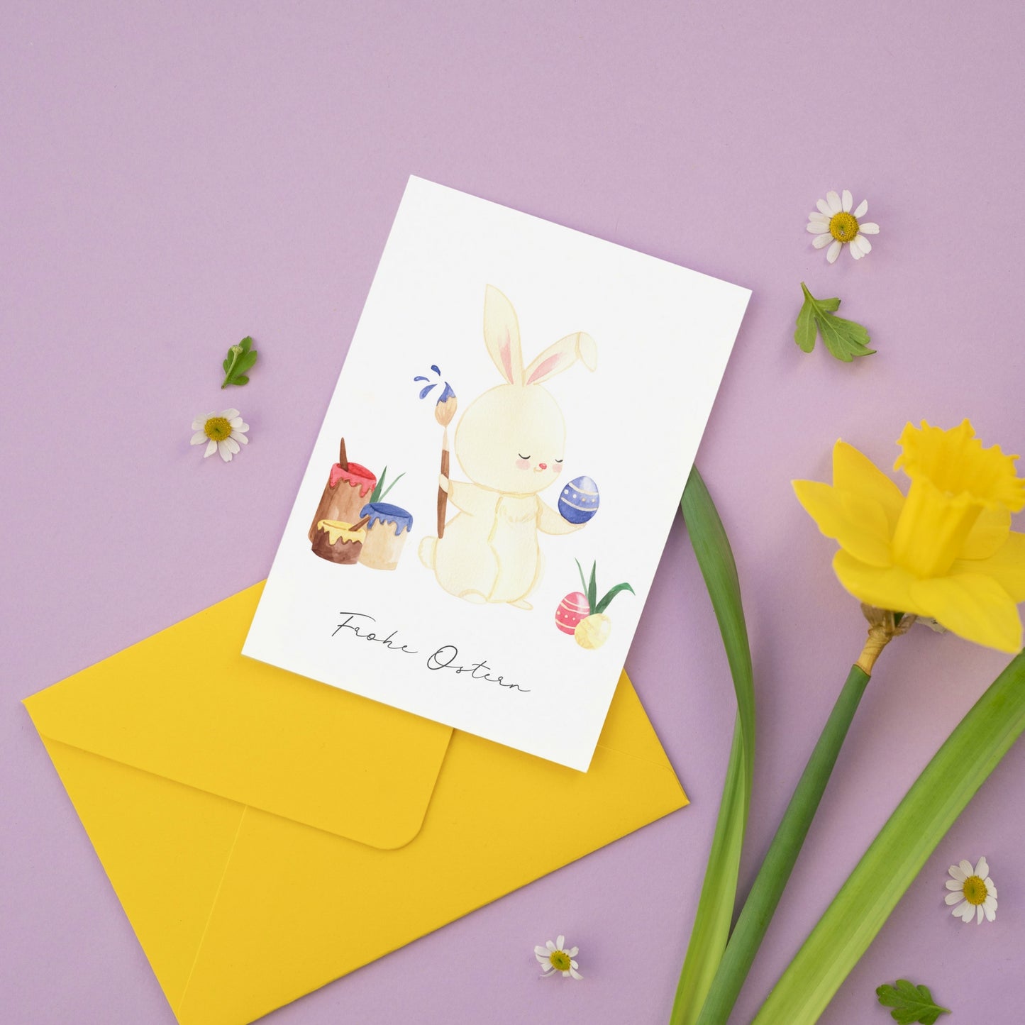 Osterkarte Hase & Osterei Frohe Ostern A6