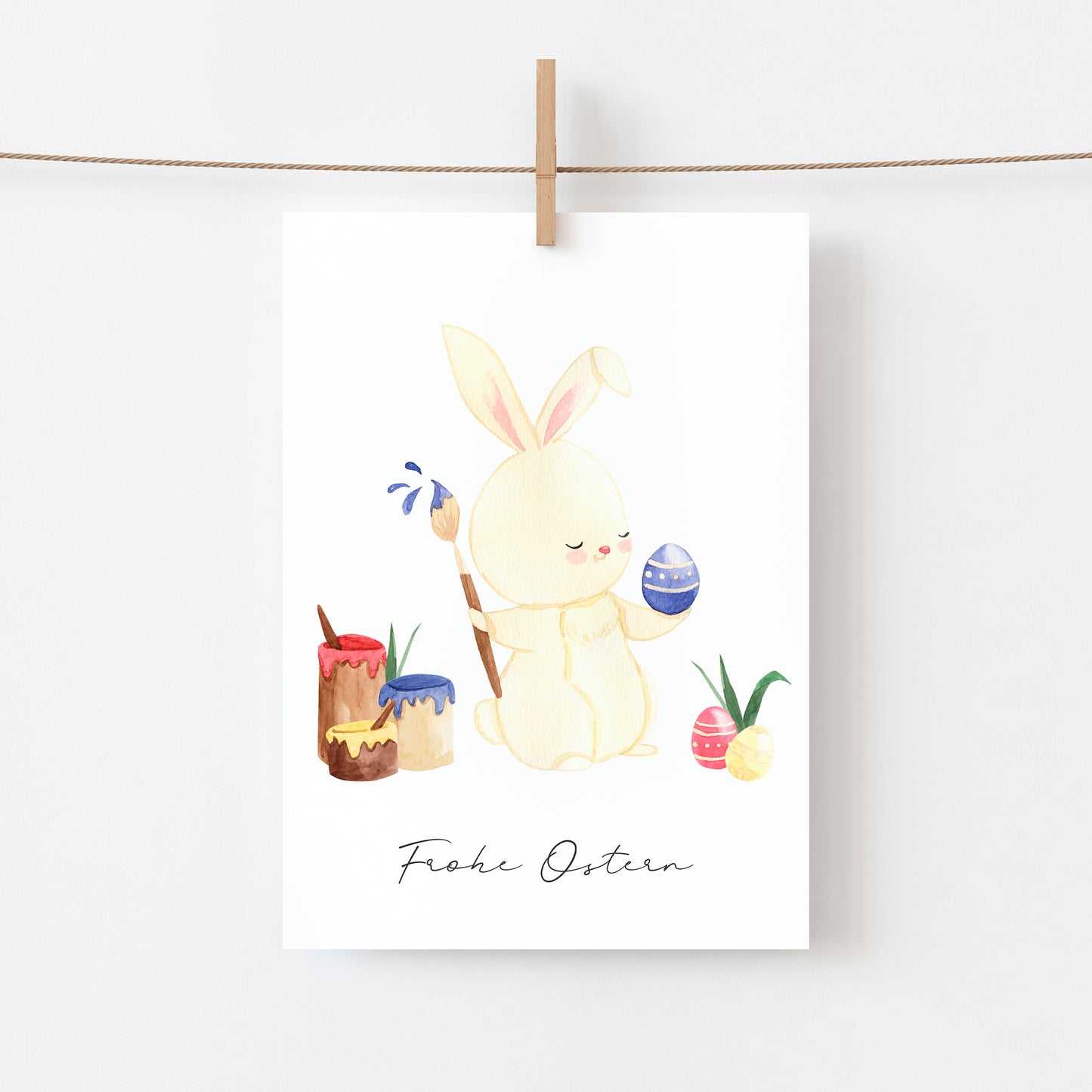 Osterkarte Hase & Osterei Frohe Ostern A6