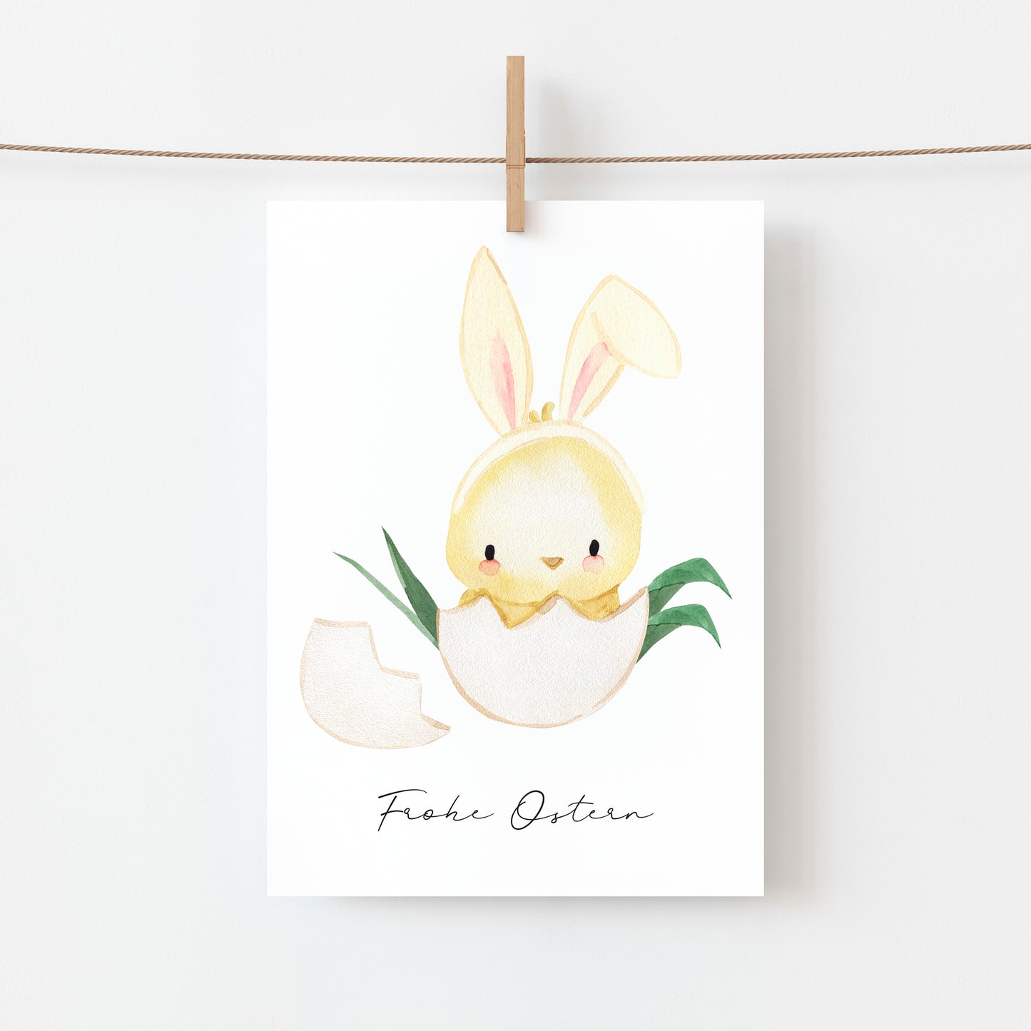 Osterkarte Küken mit Hasenohren Frohe Ostern A6