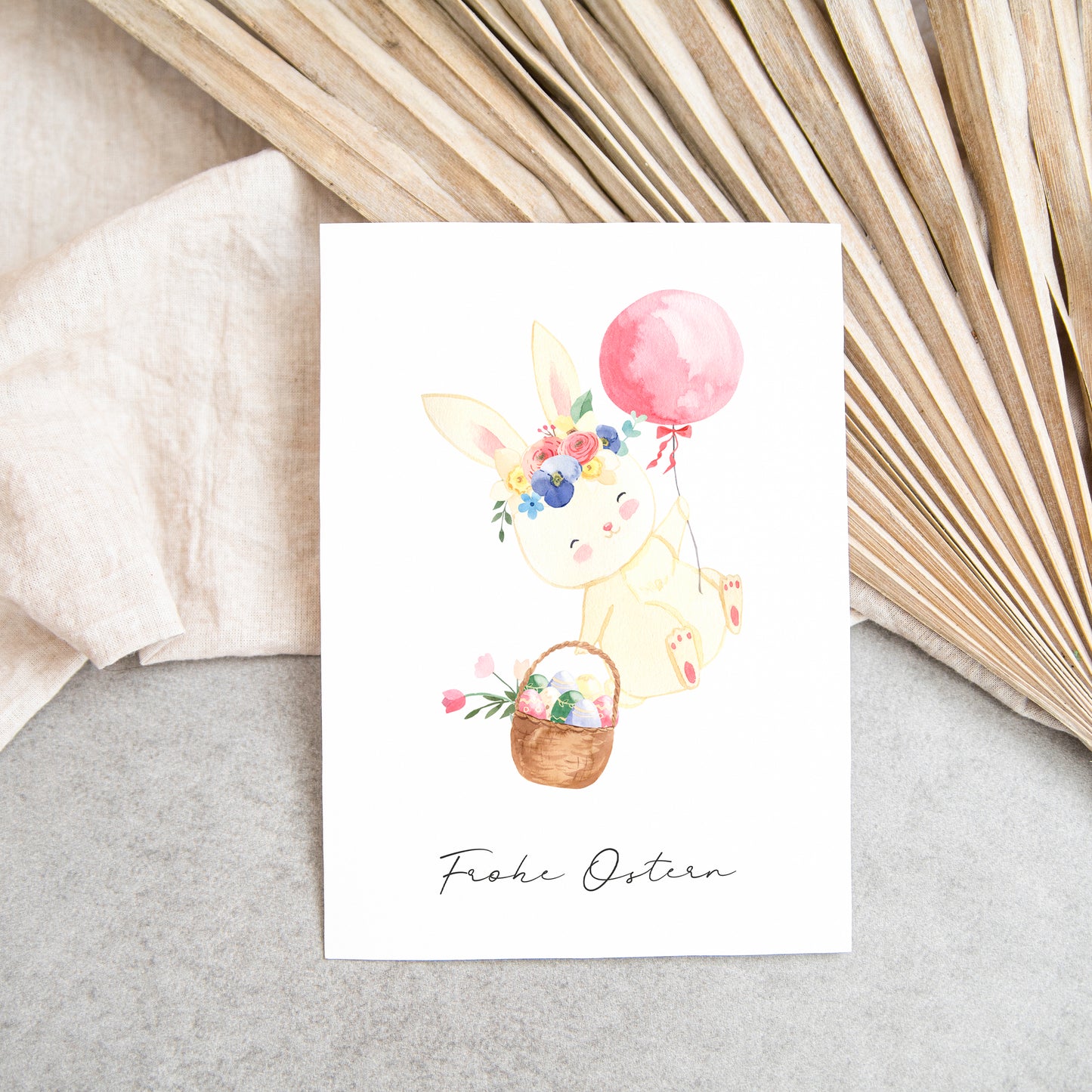 Osterkarte Hase mit Osterkorb Frohe Ostern A6