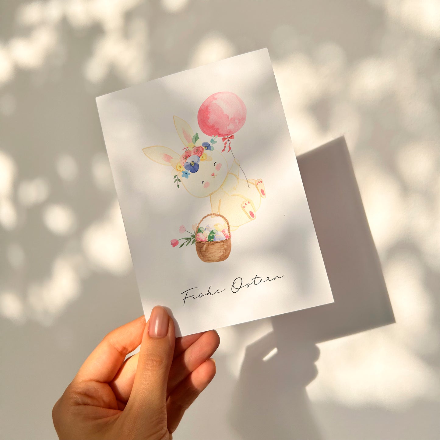 Osterkarte Hase mit Osterkorb Frohe Ostern A6