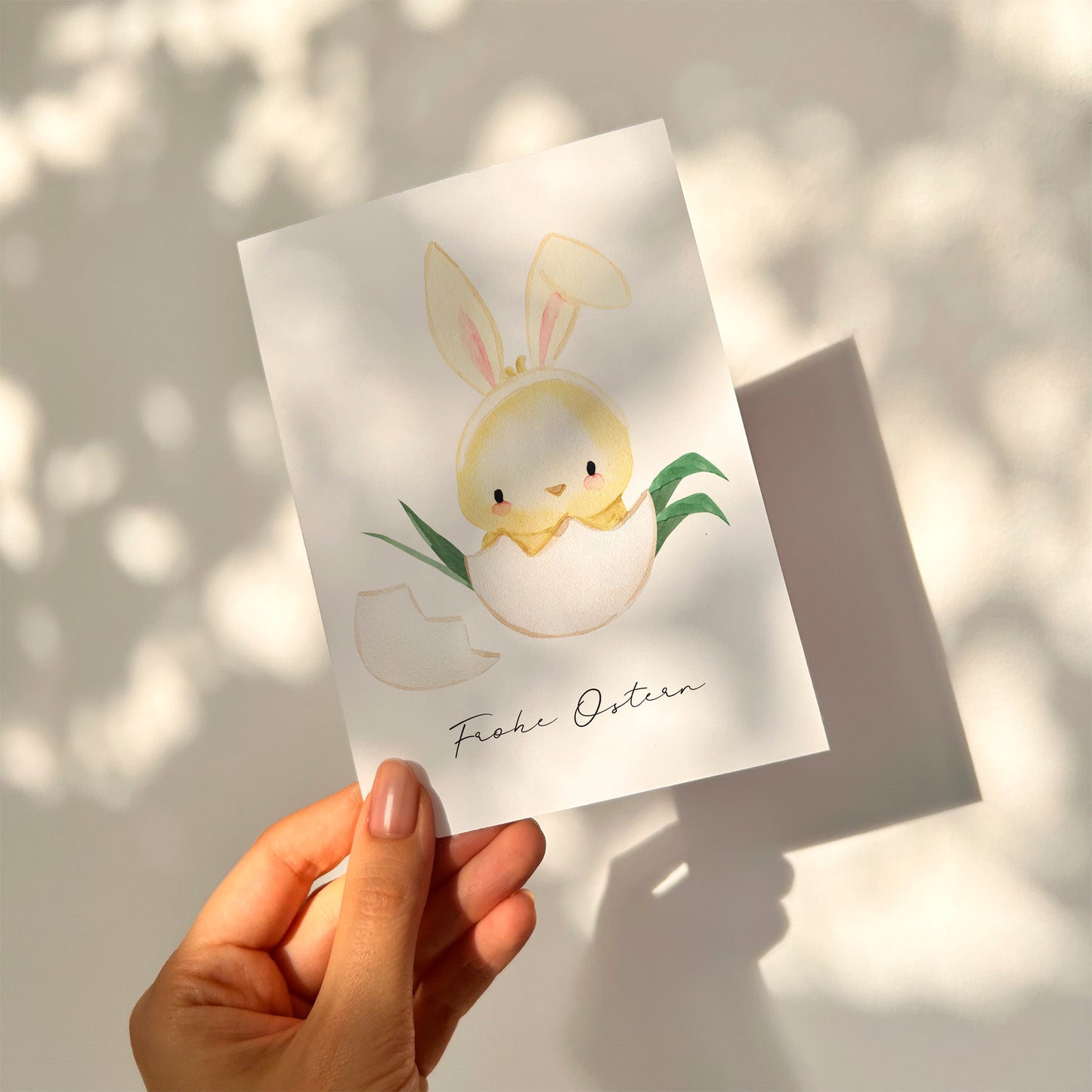 Osterkarte Küken mit Hasenohren Frohe Ostern A6