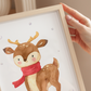 Weihnachtsposter Reh mit Schal A3, A4 & A5