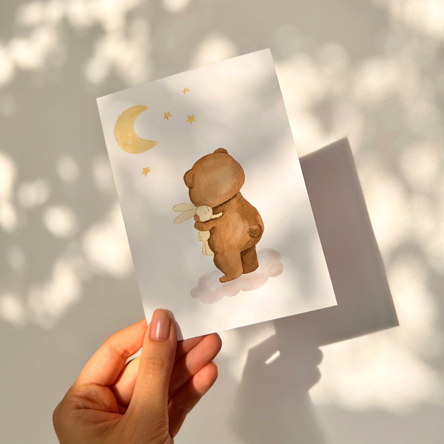Karte Kleiner Bär & Kuscheltier auf Wolke A6