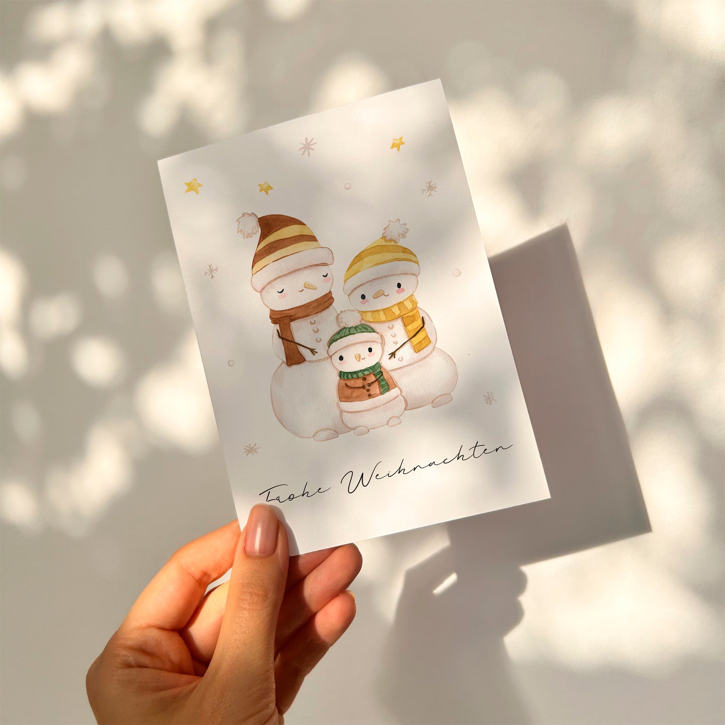 Weihnachtskarte Familie Schneemann Frohe Weihnachten A6