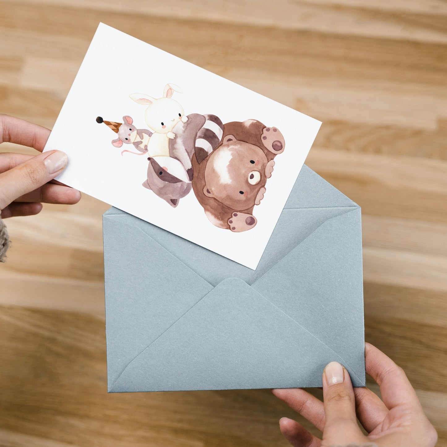 Karte Kindergeburtstag Tierpyramide A6