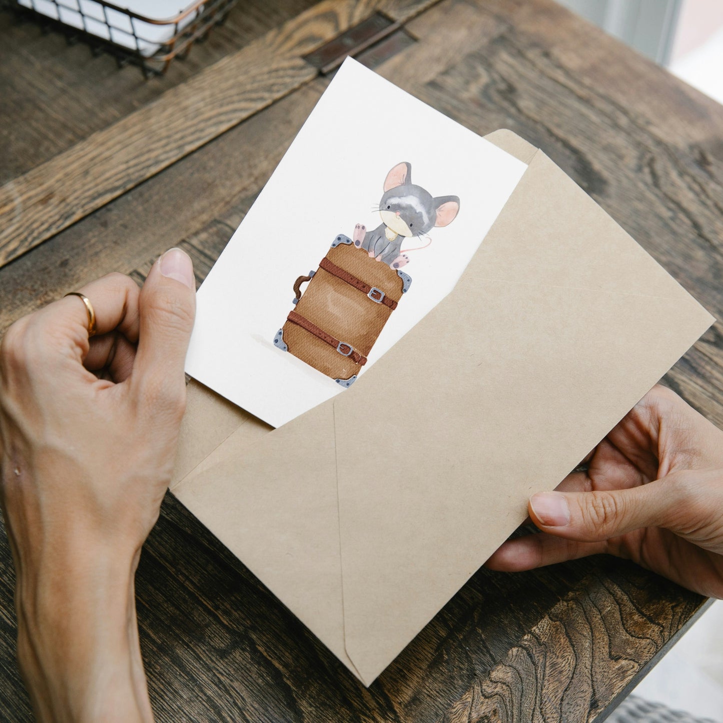 Karte Maus & Koffer A6