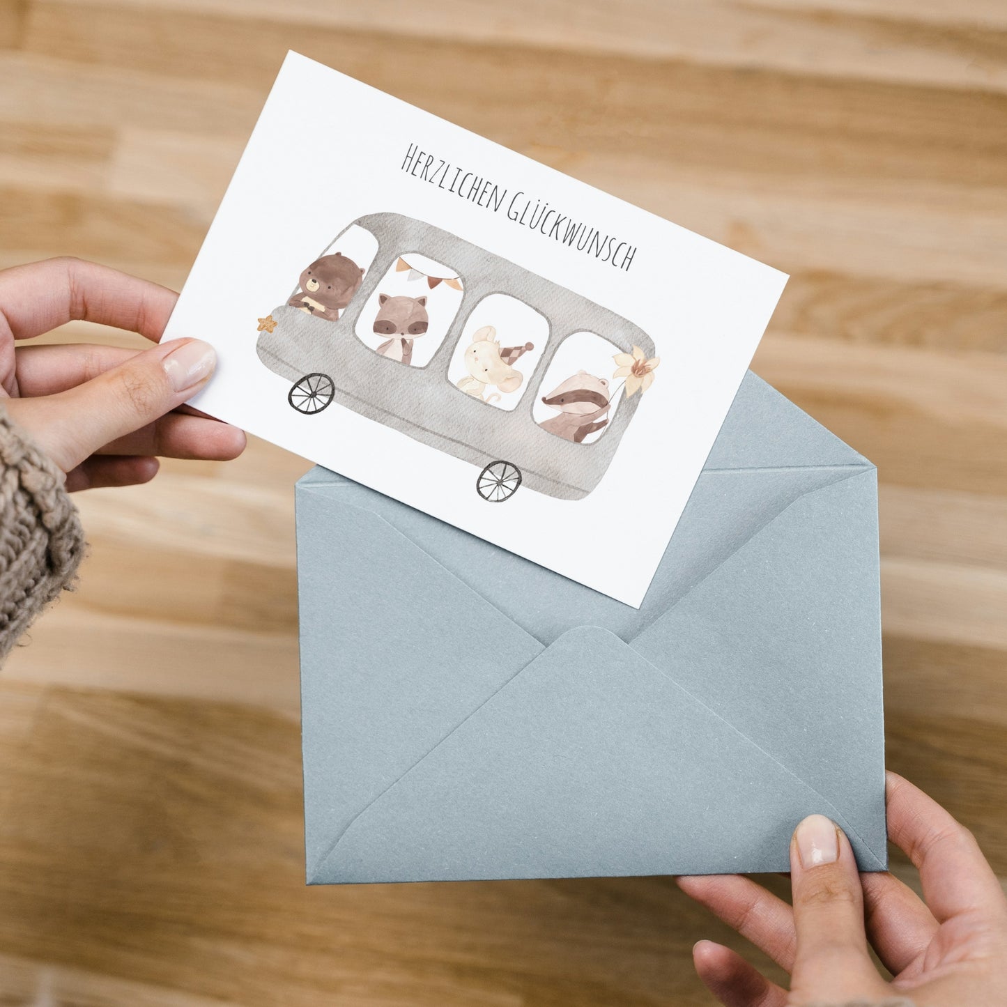 Karte Geburtstag Bus der Tiere A6