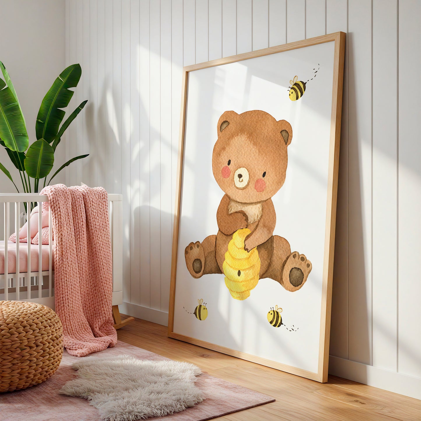Poster Bär mit Bienenstock A4 & A3 Poster