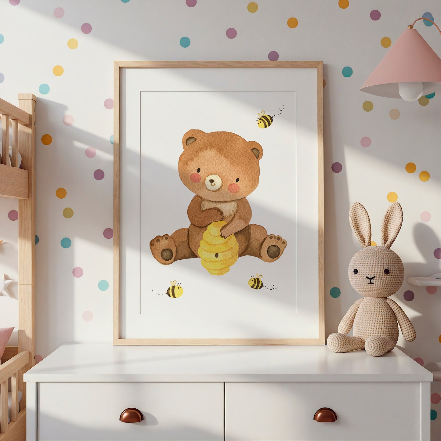 Poster Bär mit Bienenstock A4 & A3 Poster