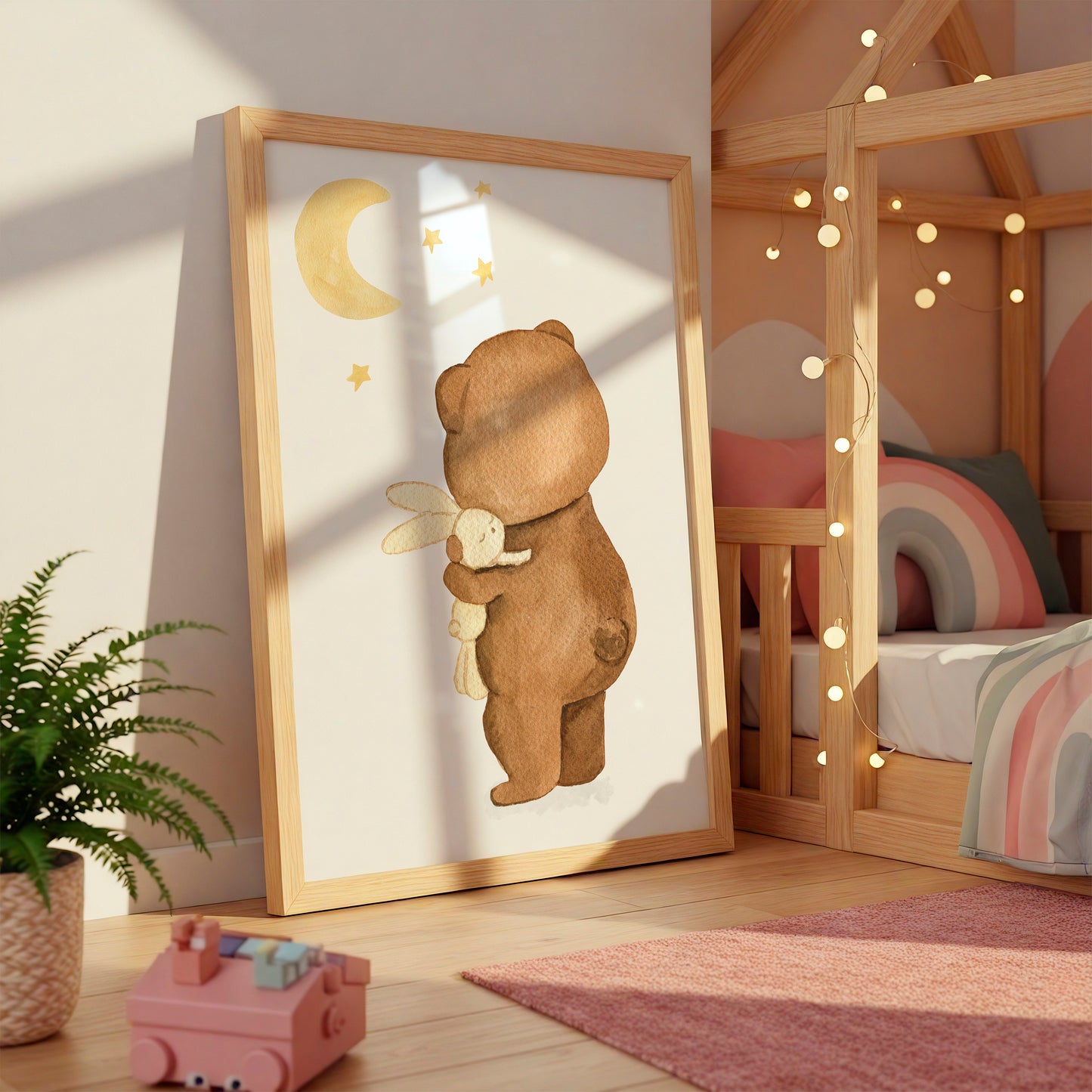 Poster Bär mit Kuscheltier A4 & A3