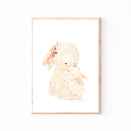 Poster Mama Hase und Baby A4 & A3