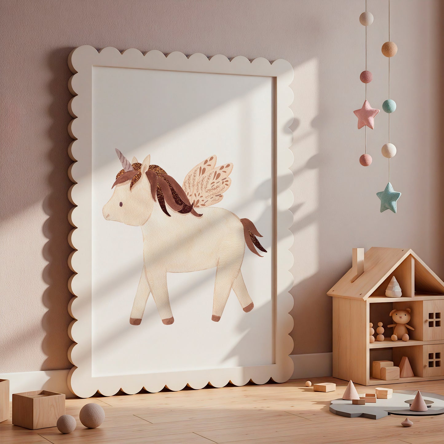 Poster Einhorn mit Flügeln A4 & A3