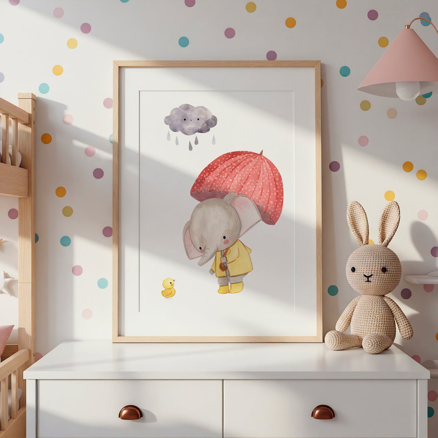 Poster Elefant mit Regenschirm A4 & A3