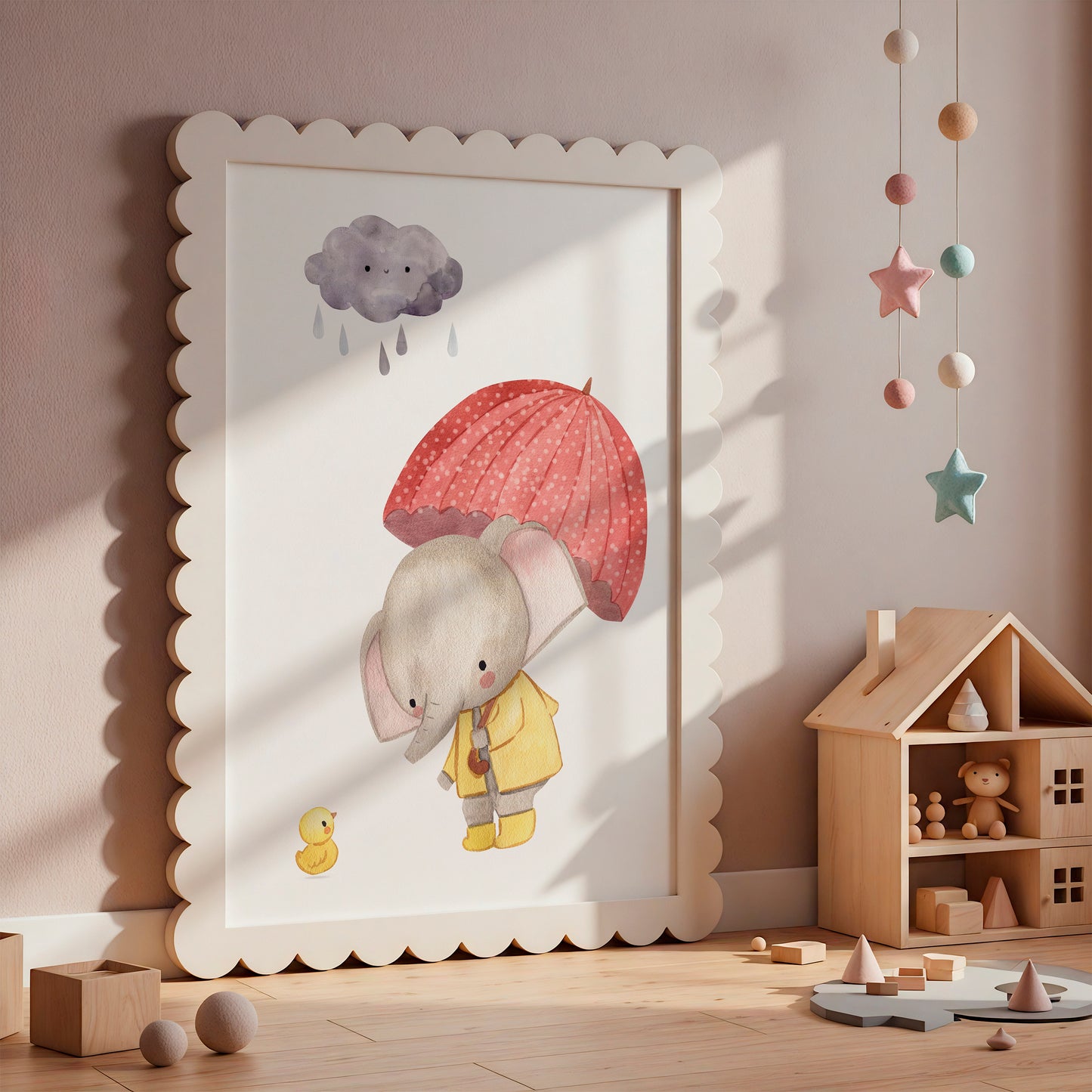 Poster Elefant mit Regenschirm A4 & A3