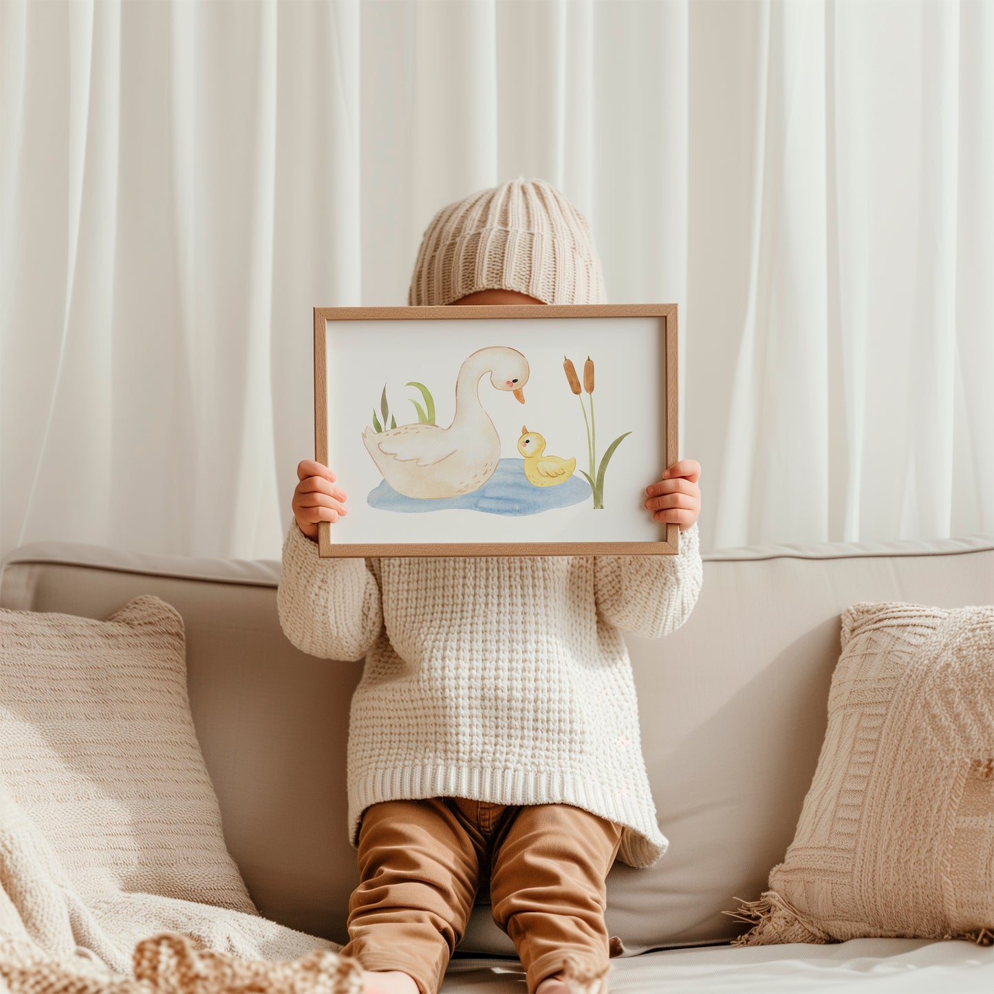 Poster Ente & Küken im Ententeich A4 & A3