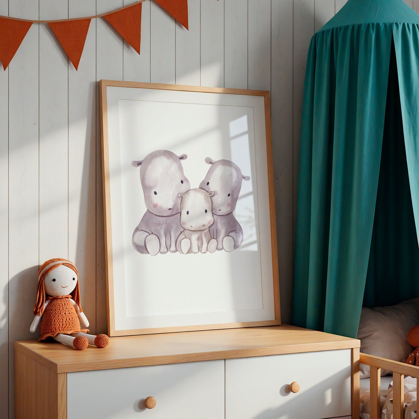 Poster Familie Flusspferd A4 & A3