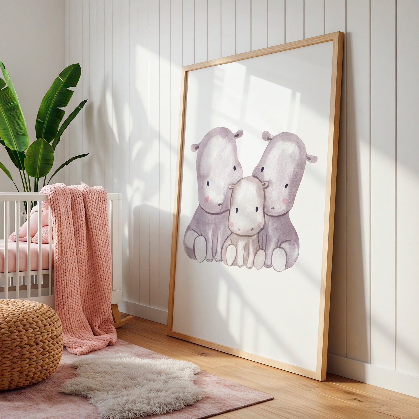 Poster Familie Flusspferd A4 & A3