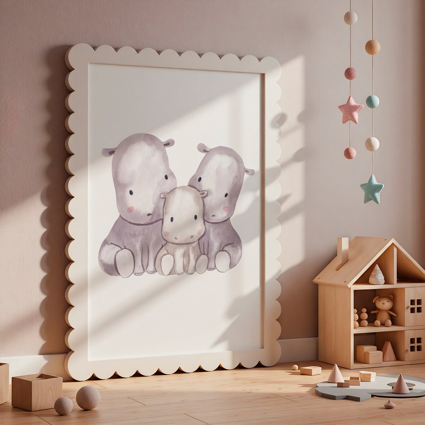 Poster Familie Flusspferd A4 & A3