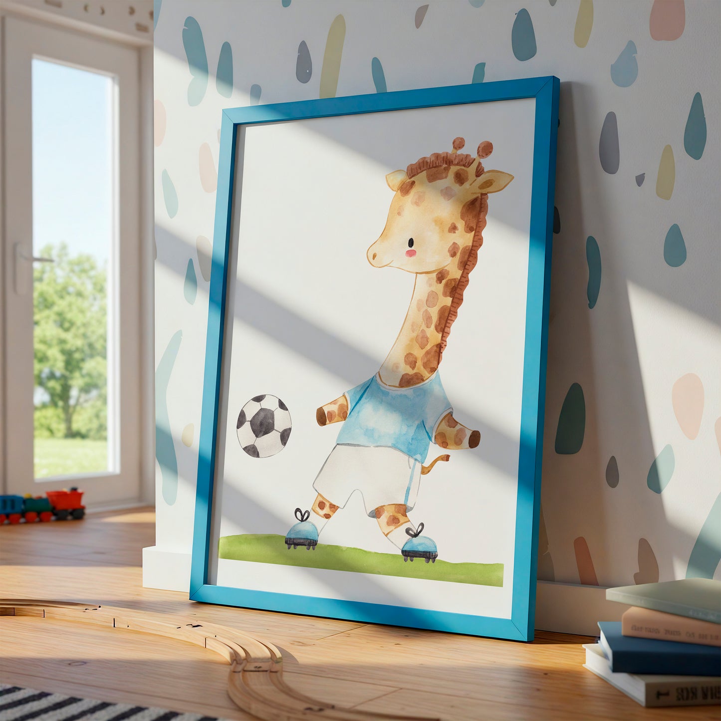 Poster Fußball Giraffe A4 & A3