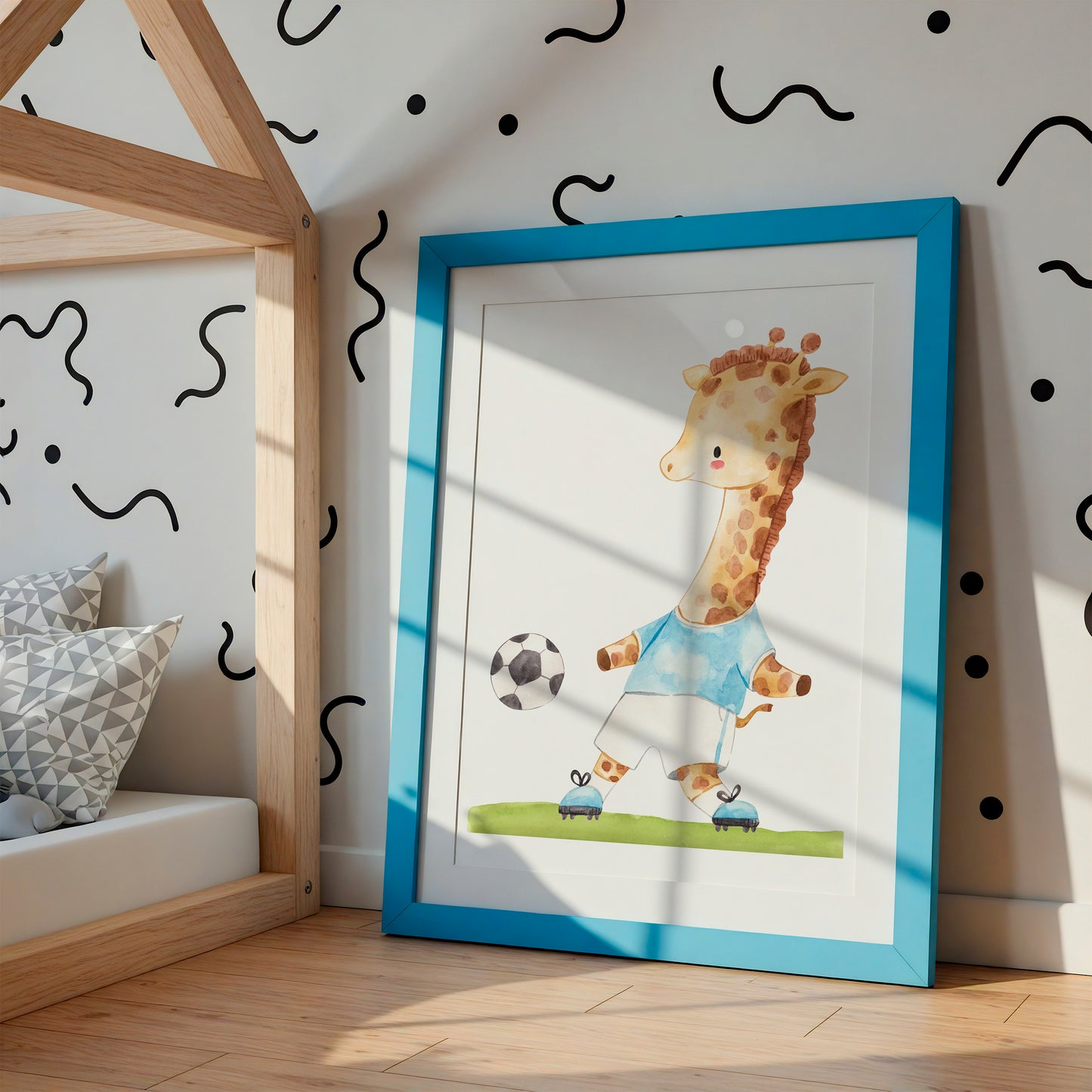 Poster Fußball Giraffe A4 & A3