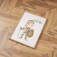Poster Kinderzimmer Ritterin A3 & A4 zeigt eine niedliche Ritterin. Ideal für Kinderzimmerdekoration oder als Geschenk, auf hochwertigem, mattem 300g Naturpapier gedruckt.