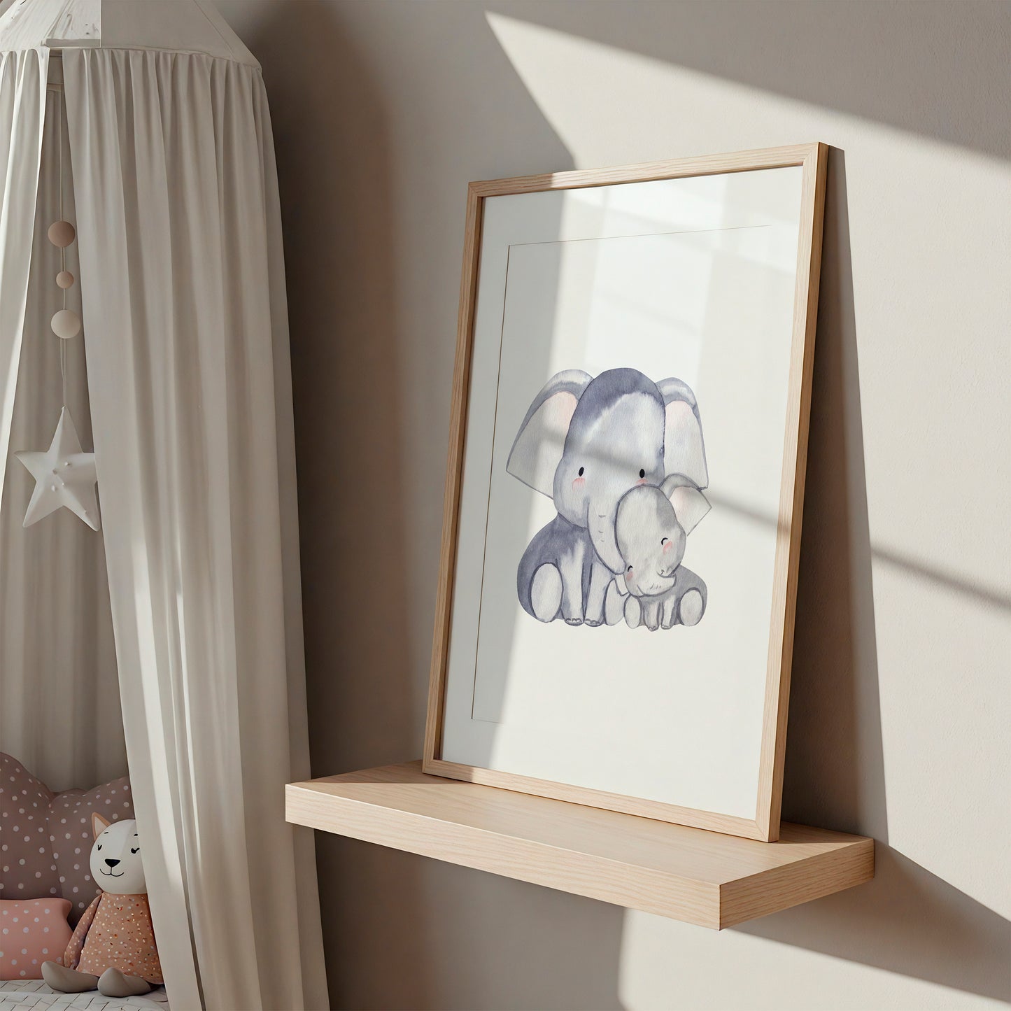 Poster Mama Elefant und Baby A4 & A3