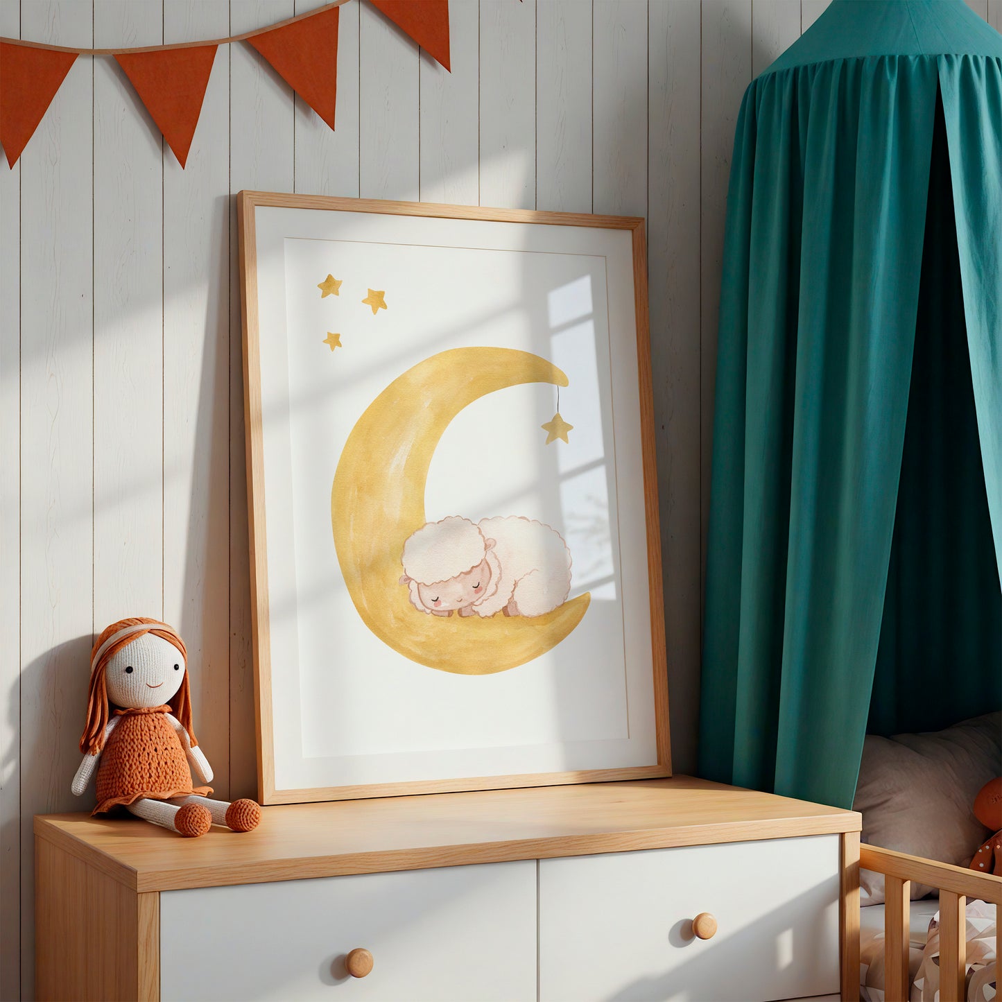 Poster Schaf auf dem Mond A4 & A3