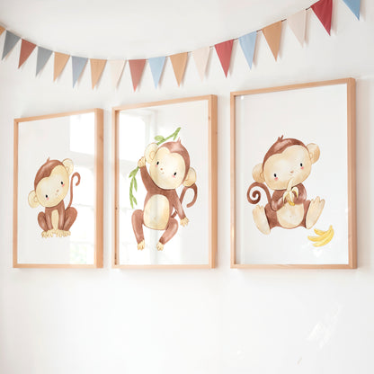 Posterset Kinderzimmer Affen A3 & A4