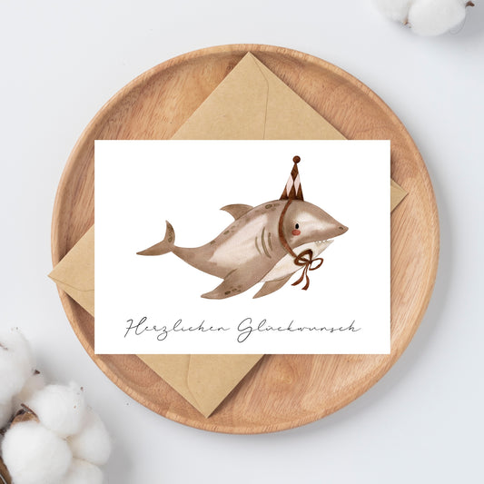 Geburtstagskarte Hai Herzlichen Glückwunsch A6