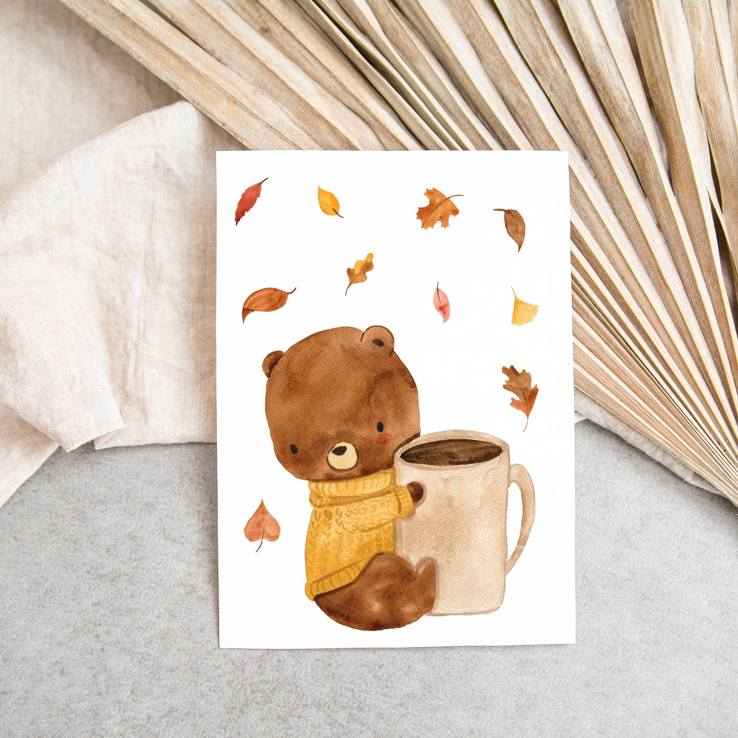 Karte Bär & Herbstlaub A6
