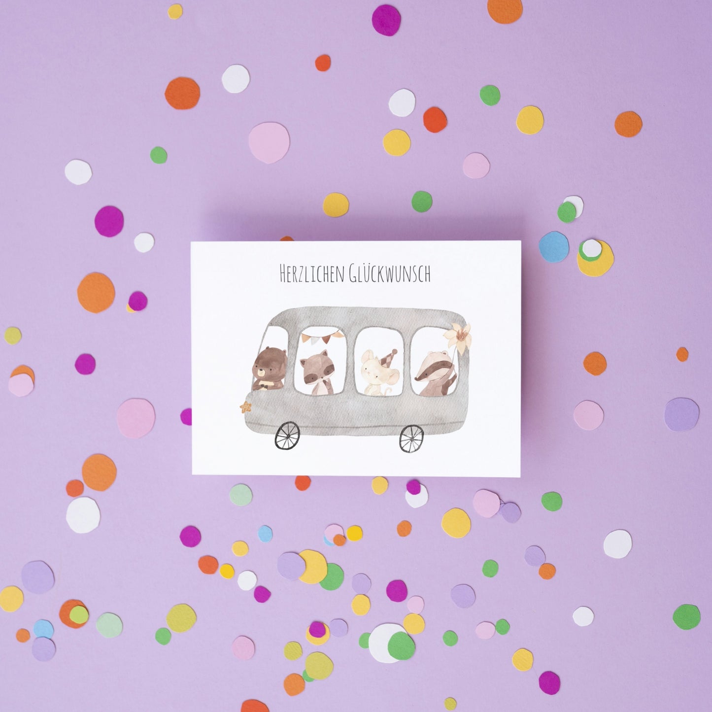Karte Geburtstag Bus der Tiere A6