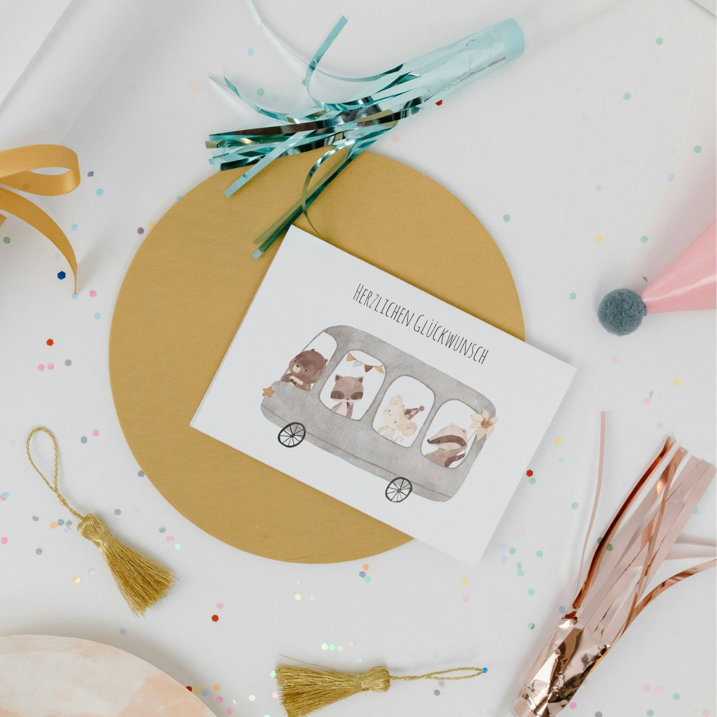 Karte Geburtstag Bus der Tiere A6