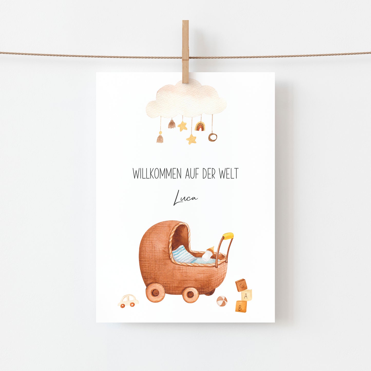 Personalsierte Geburtskarte 'Willkommen auf der Welt'  A6