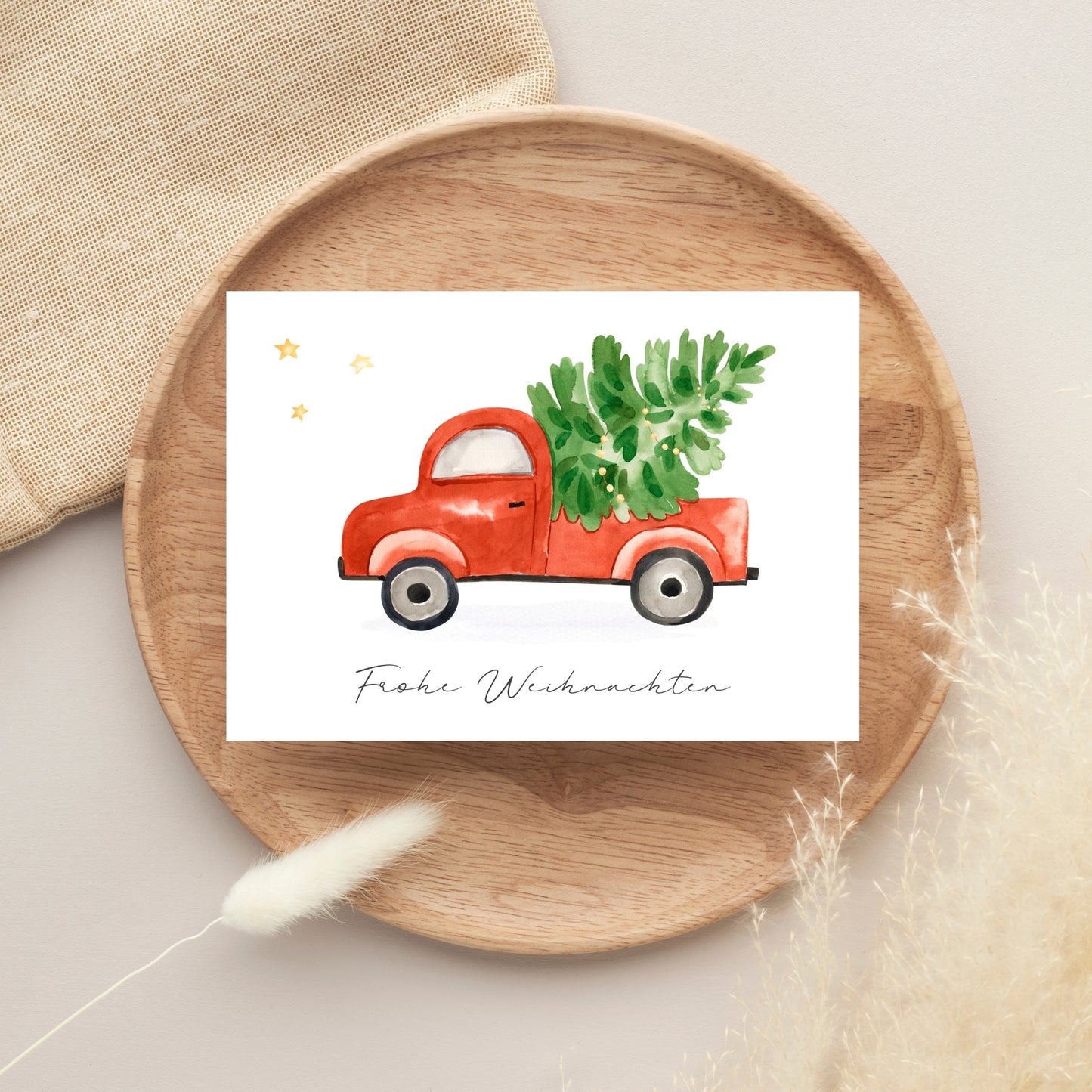 Weihnachtskarte Auto & Weihnachtsbaum Frohe Weihnachten A6