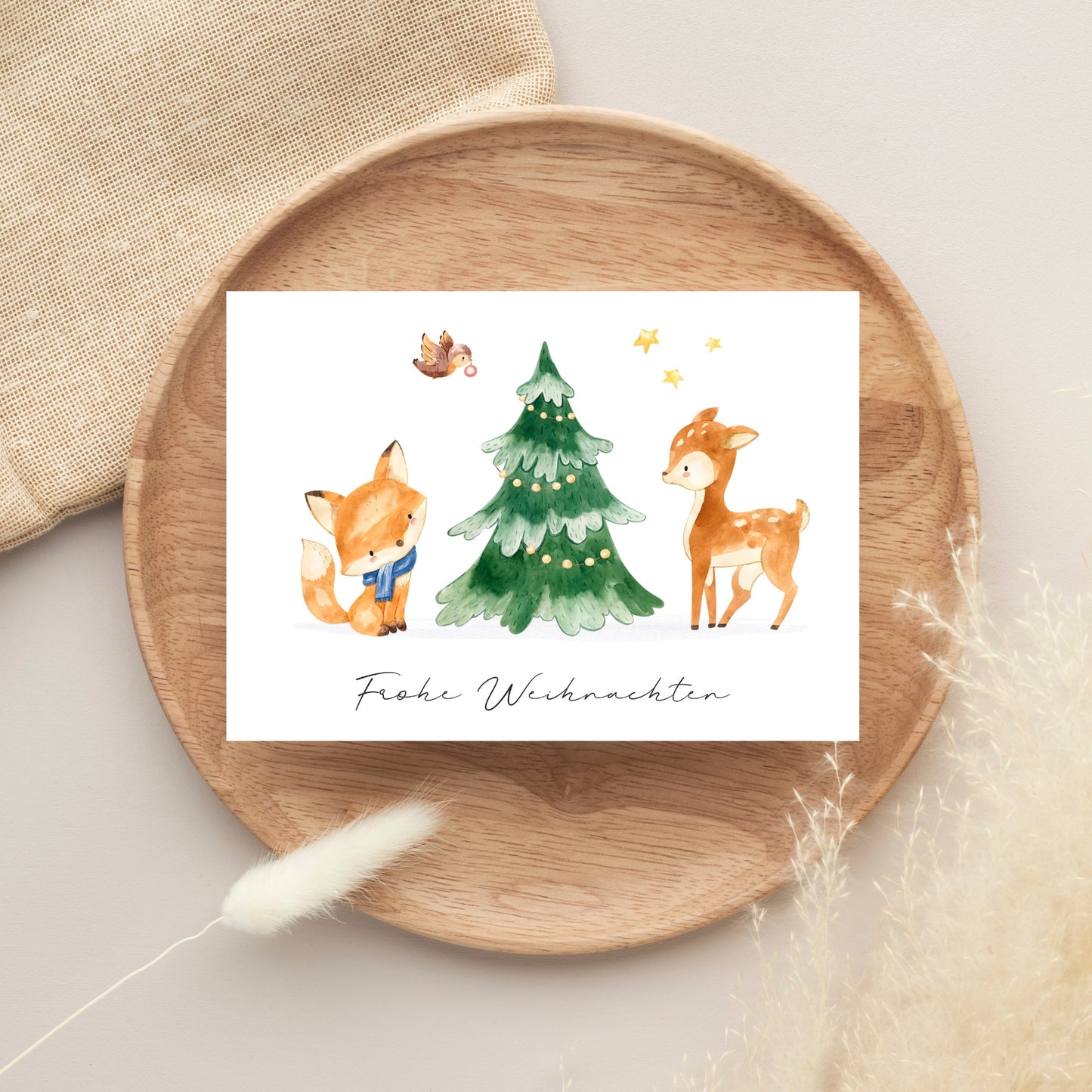 Weihnachtskarte Waldtiere Frohe Weihnachten A6