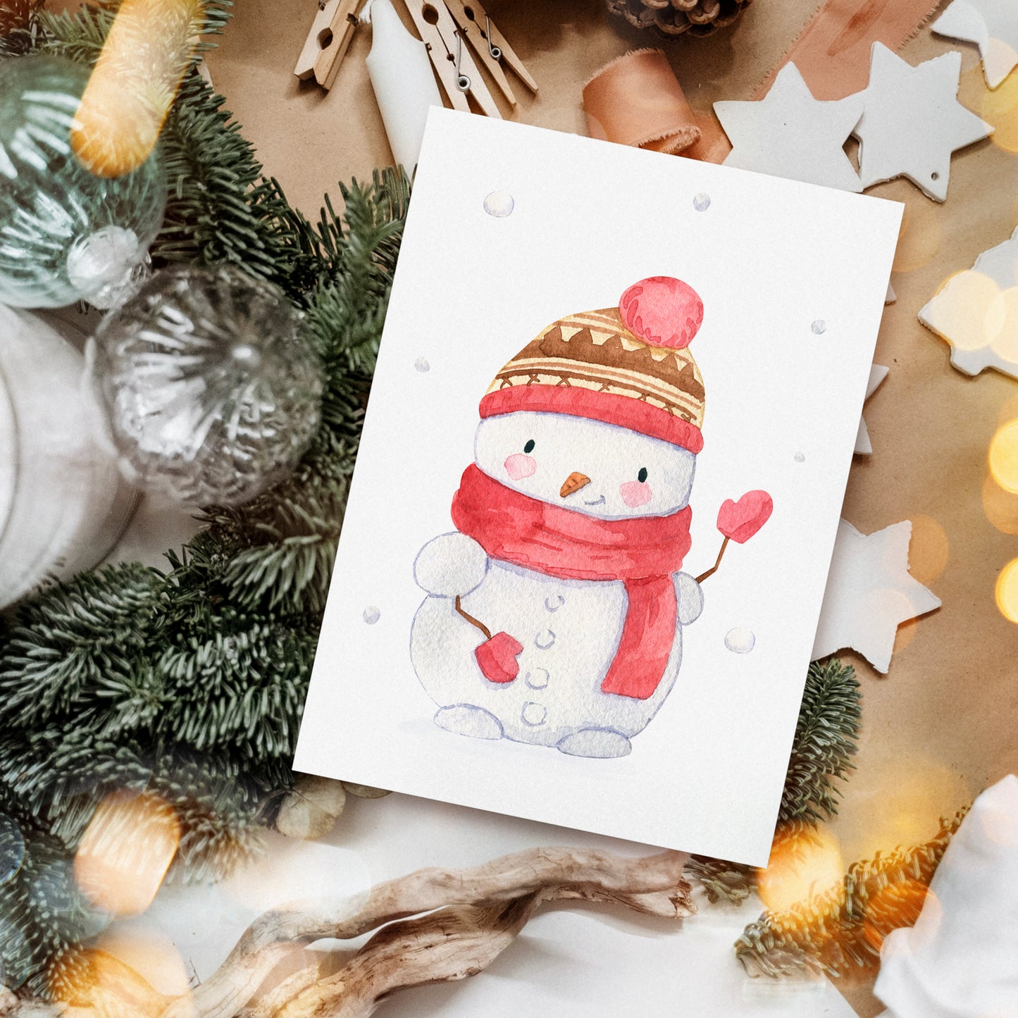 Weihnachtskarte Schneemann A6