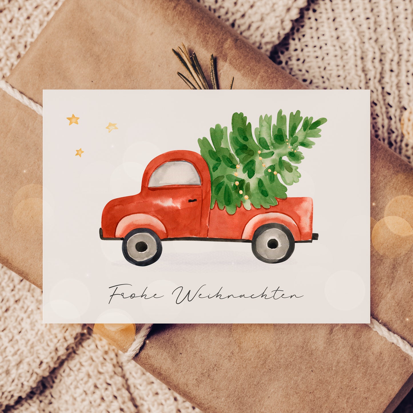 Weihnachtskarte Auto & Weihnachtsbaum Frohe Weihnachten A6