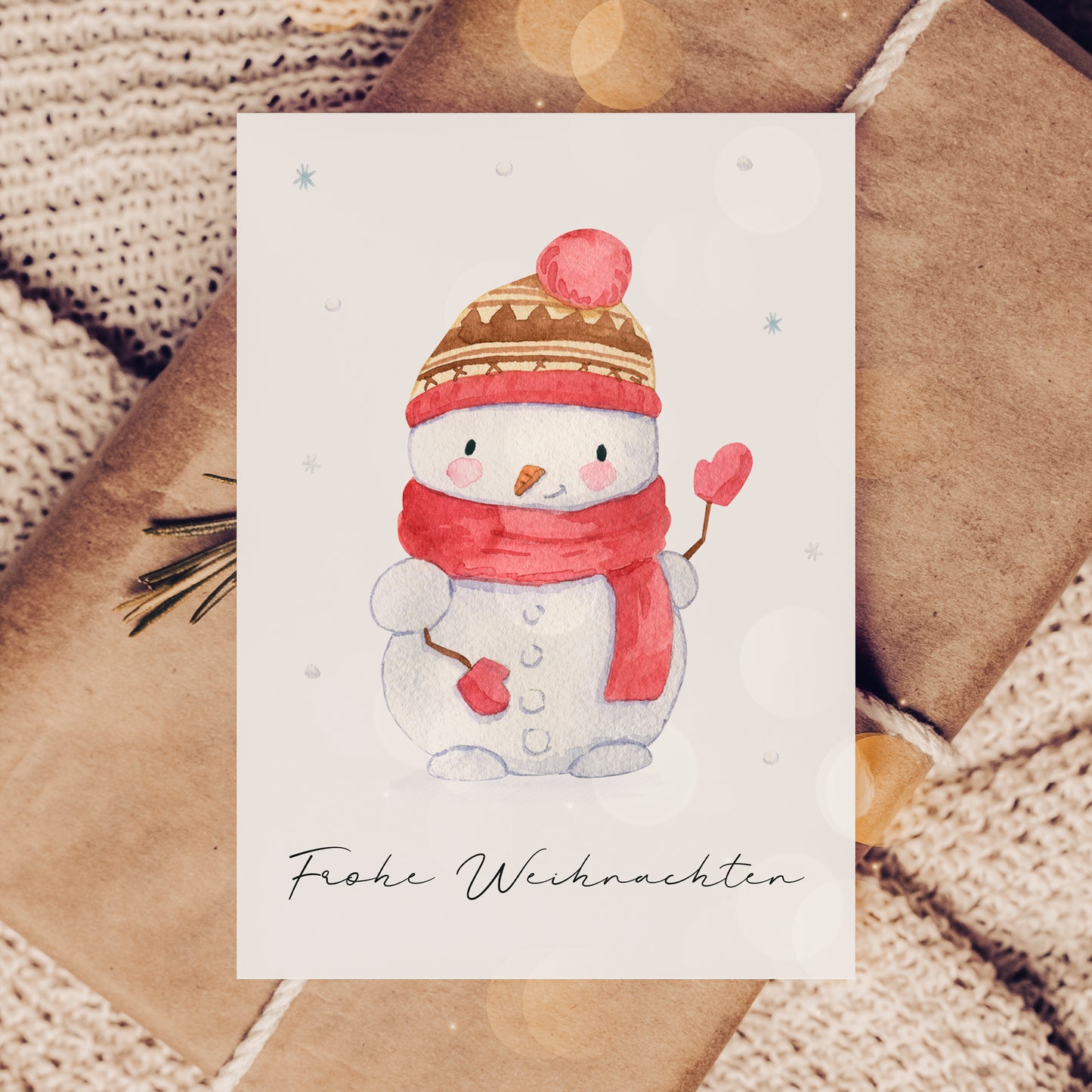 Weihnachtskarte Schneemann Frohe Weihnachten A6