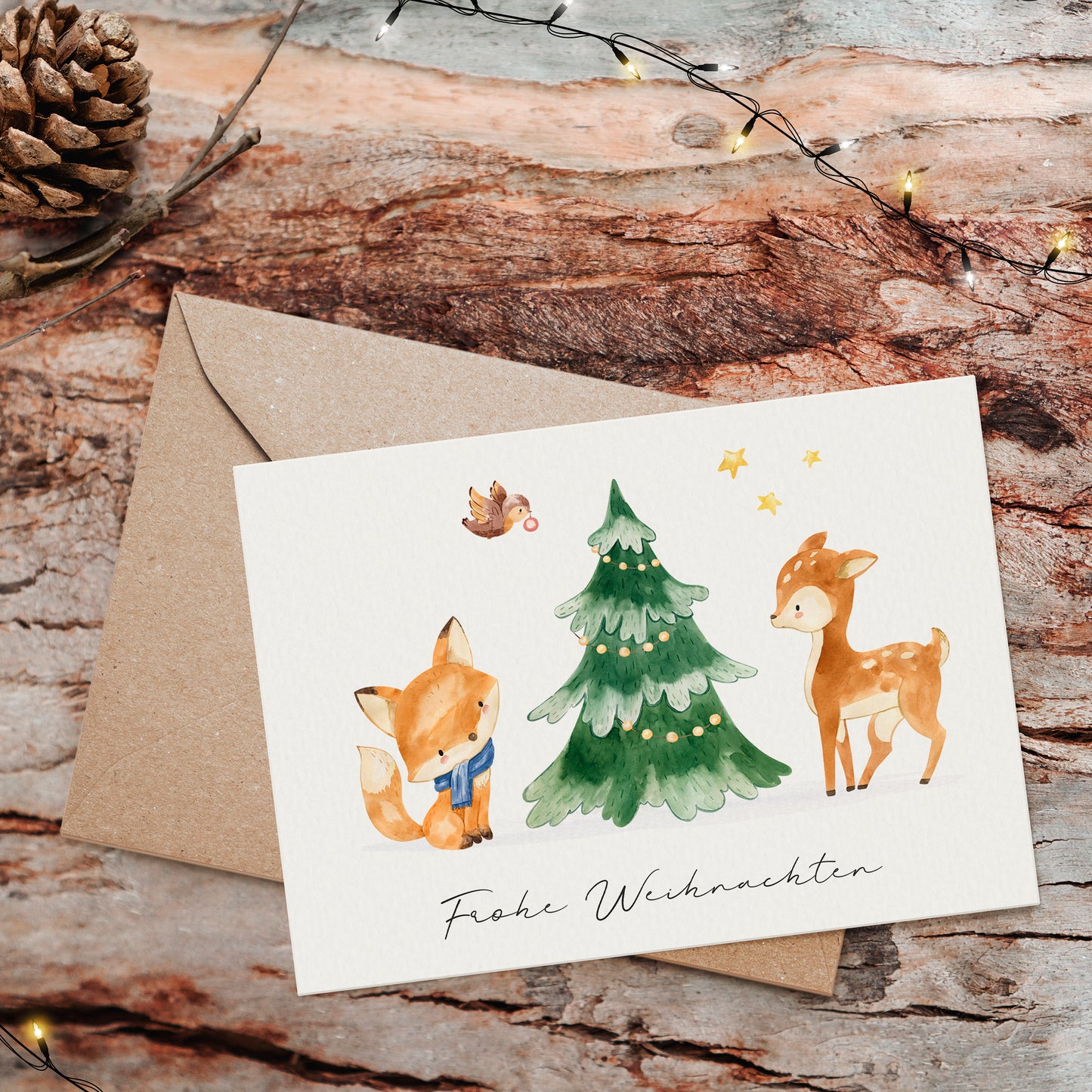 Weihnachtskarte Waldtiere Frohe Weihnachten A6