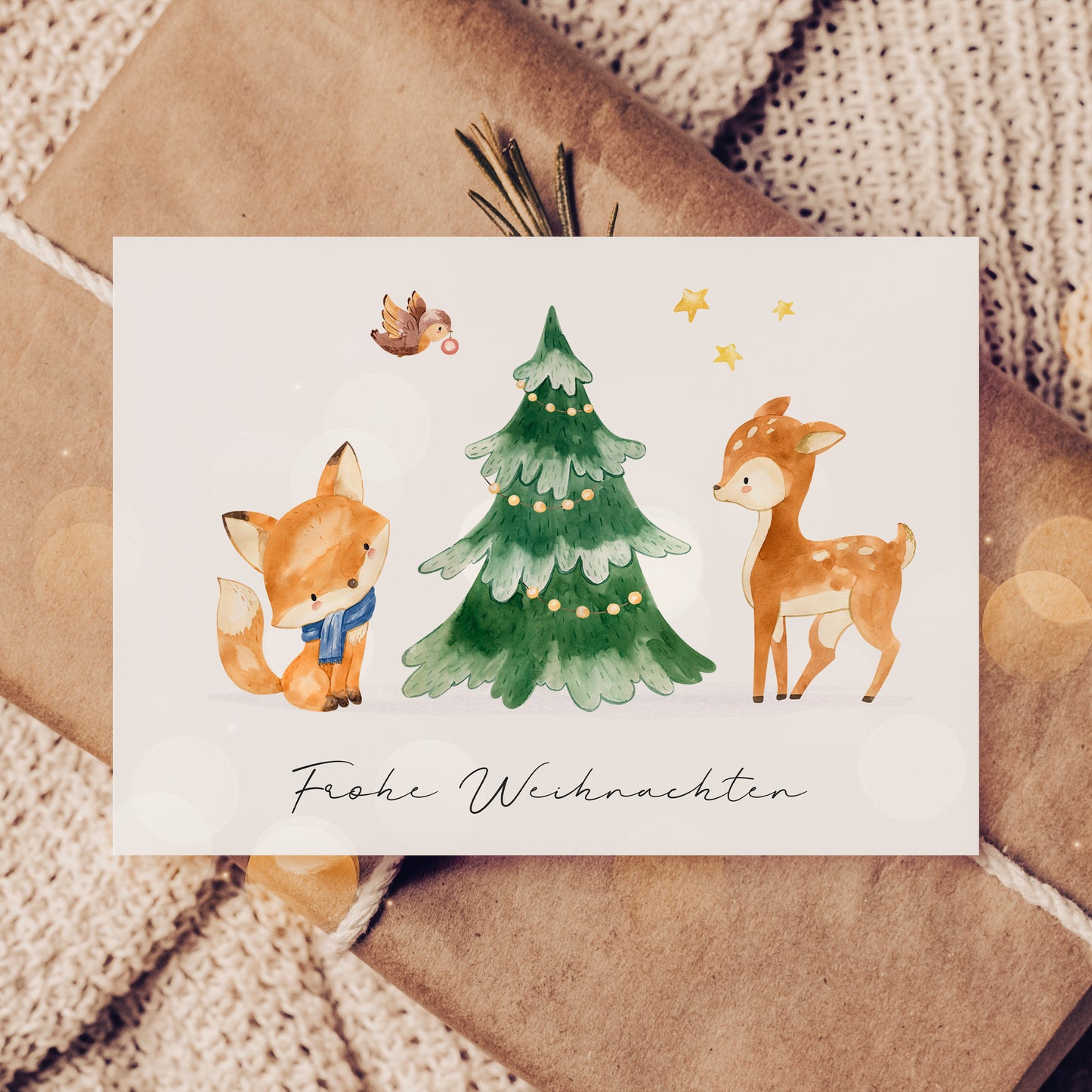 Weihnachtskarte Waldtiere Frohe Weihnachten A6