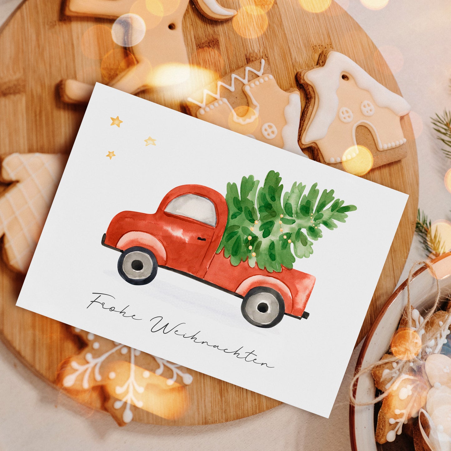 Weihnachtskarte Auto & Weihnachtsbaum Frohe Weihnachten A6